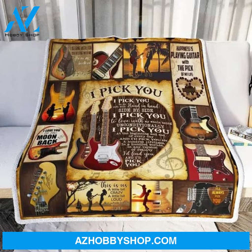 To My Love I Pick You Electric Guitar Fleece Blanket Gift For People Home Decor Bedding Couch Sofa Soft And Comfy Cozy