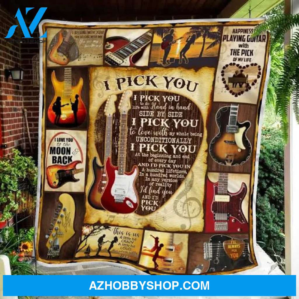To My Love I Pick You Electric Guitar Fleece Blanket Gift For People Home Decor Bedding Couch Sofa Soft And Comfy Cozy