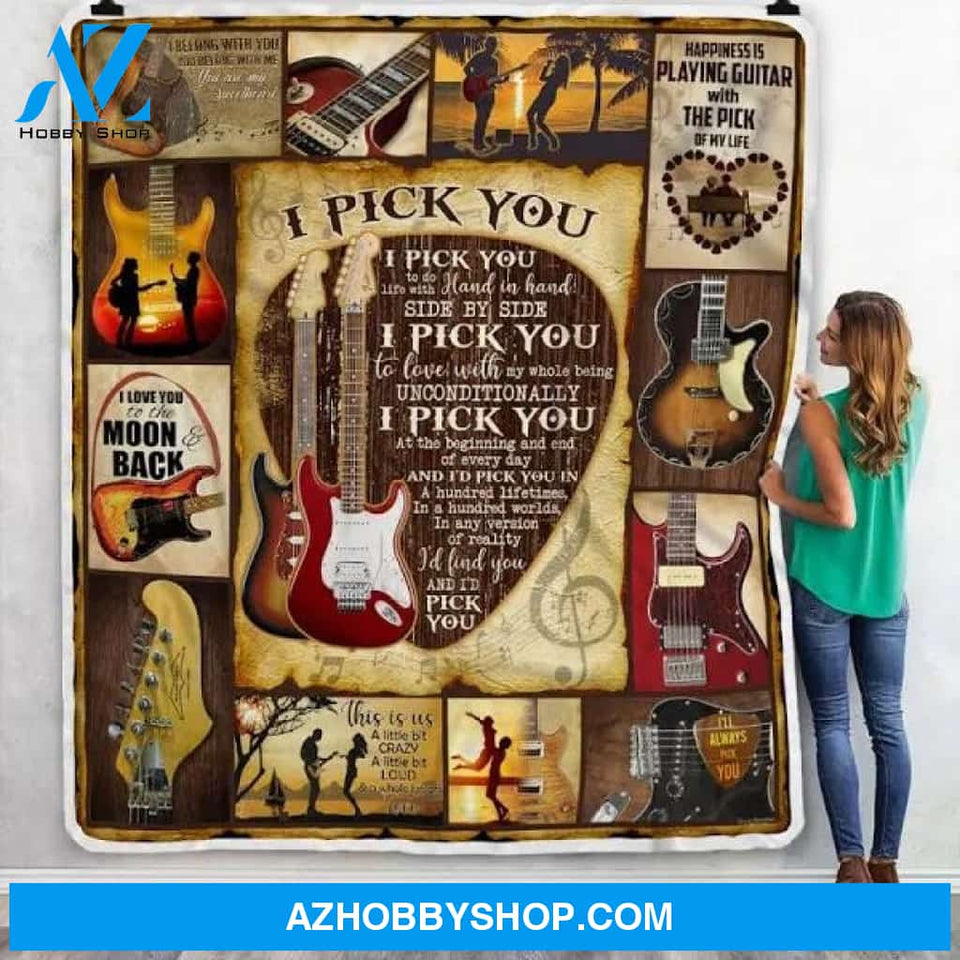 To My Love I Pick You Electric Guitar Fleece Blanket Gift For People Home Decor Bedding Couch Sofa Soft And Comfy Cozy