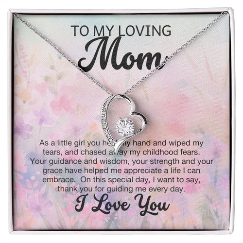 To My Loving Mom Forever Love Heart Necklace
