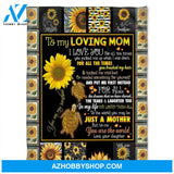 To My Loving Mom I Love You For Sunflowers Turtle,Fleece Blanket.Gift For Friend Family Home Decor Bedding Couch Sofa Soft And Comfy Cozy