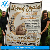 To My Mom Bears & Sunflower I Love You To The Moon And Back Gift From Daughter Fleece Blanket