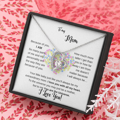 To my Mom - Because of you I AM - Forever Love Necklace