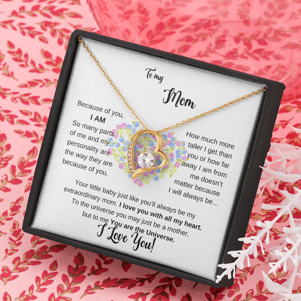 To my Mom - Because of you I AM - Forever Love Necklace