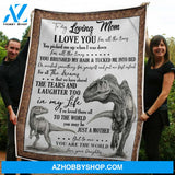 To My Mom Blanket Dinosaurs You Are The World Gift From Daughter Fleece Blanket