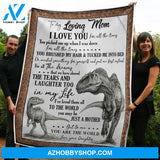 To My Mom Blanket Dinosaurs You Are The World Gift From Daughter Fleece Blanket