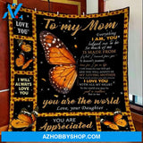 Personalized To My Mom Butterflies Fleece Blanket From Daughter You Are The World Great Customized Gift For Mother'S Day Birthday Christmas Thanksgiving