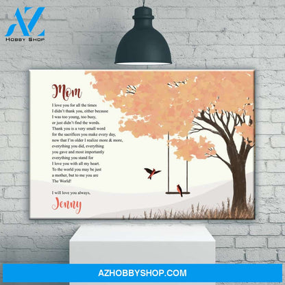 To My Mom Cardinal Premium Canvas