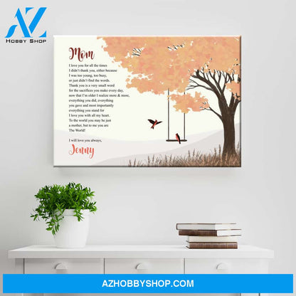 To My Mom Cardinal Premium Canvas
