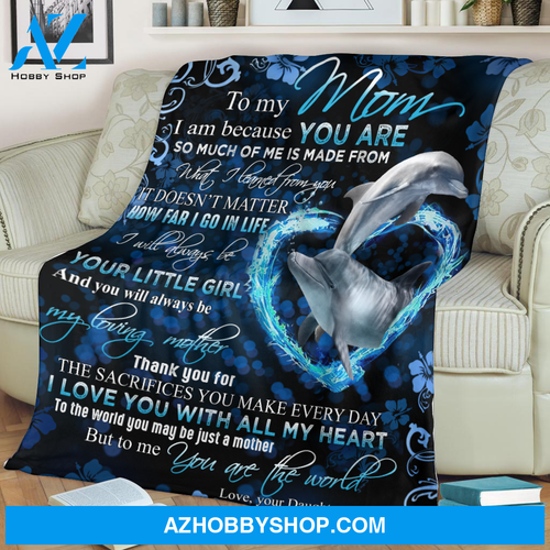 To My Mom Dolphin I Love You With All My Heart Blanket Gift For Mom From Daughter Home Decor Bedding Couch Sofa Soft and Comfy Cozy