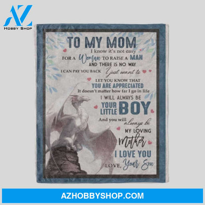 Personalized To My Mom Dragon Fleece Blanket From Son Let You Know That You Are Appreciated Great Customized Blanket Gifts For Mother's Day Birthday Christmas Thanksgiving