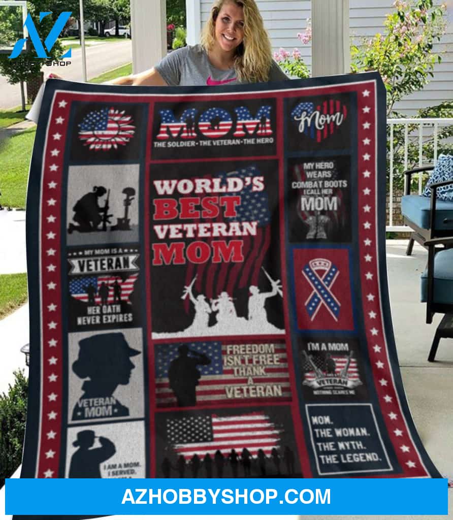 To My Mom Fleece Blanket World Best Veteran Mom Great Customized Gift For Birthday Christmas Thanksgiving