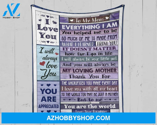 Personalized To My Mom Hearts Fleece Blanket From Daughter I Will Always Love You Great Customized Gift For Mother's day Birthday Christmas Thanksgiving