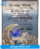 To My Mom My Hero From Son Butterfly Fleece Blanket Gift For Mom From Son 
