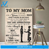 Personalized Canvas, To My Mom I Know It’s Not Easy Canvas Wall Art,Perfect Gift For Mom From Son, Mothers Day Gifts