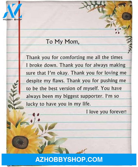 To My Mom I'm So Lucky To Have You In My Life Fleece Blanket Gift For Mom 