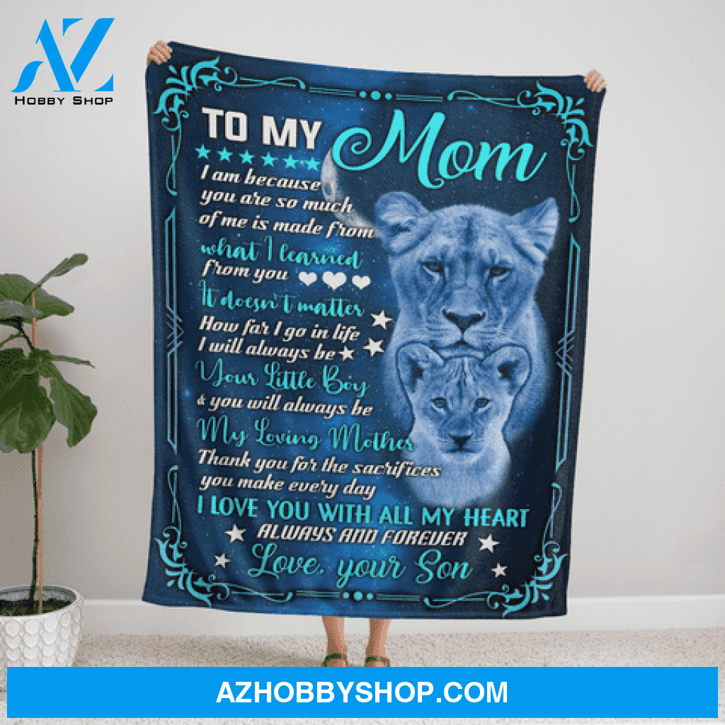 To My Mom Lion Son Fleece Blanket 