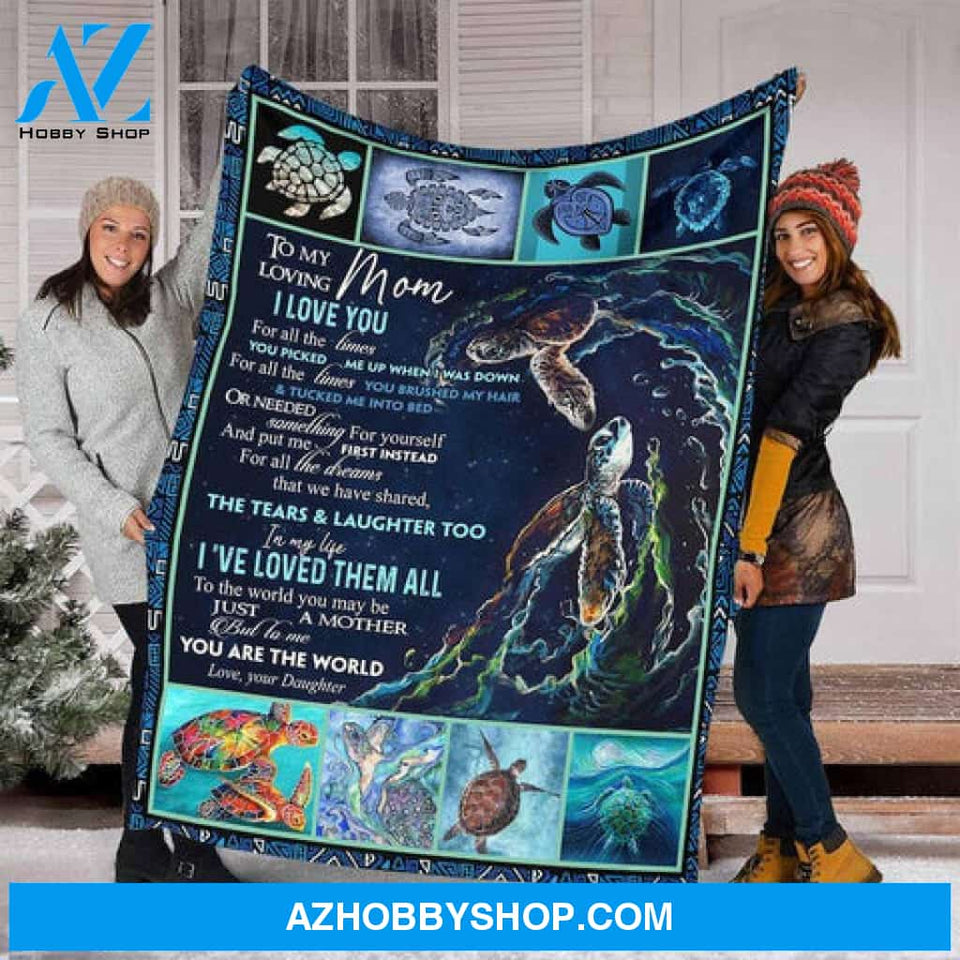 To My Mom Turtle Blankets ,Fleece Blanket, Anniversary, Special,Gift For Mom Family 