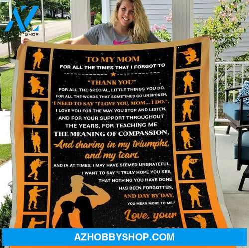 To My Mom Veteran Soilder Fleece Blanket