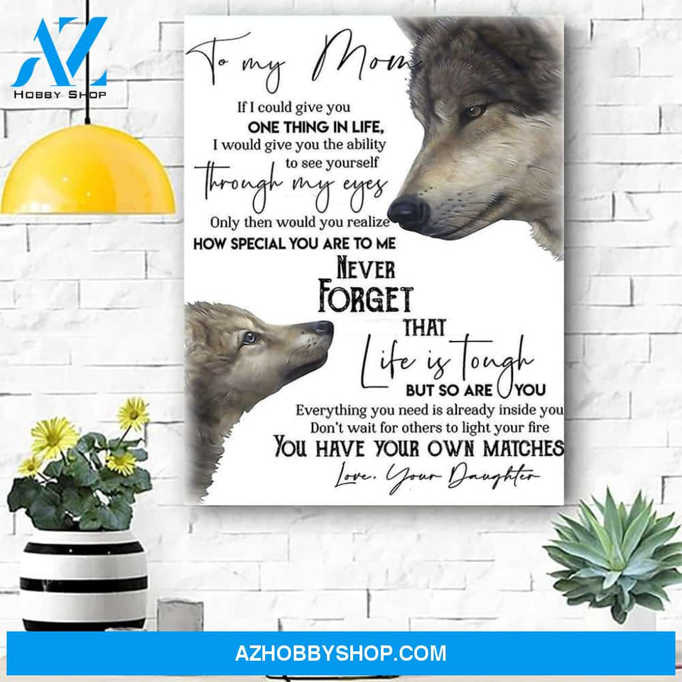 To My Mom Wolf Canvas Print Wall Art - Matte Canvas