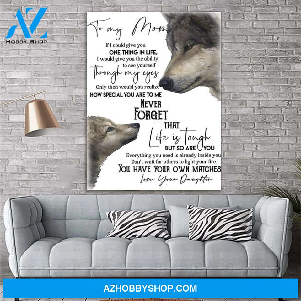 To My Mom Wolf Canvas Print Wall Art - Matte Canvas