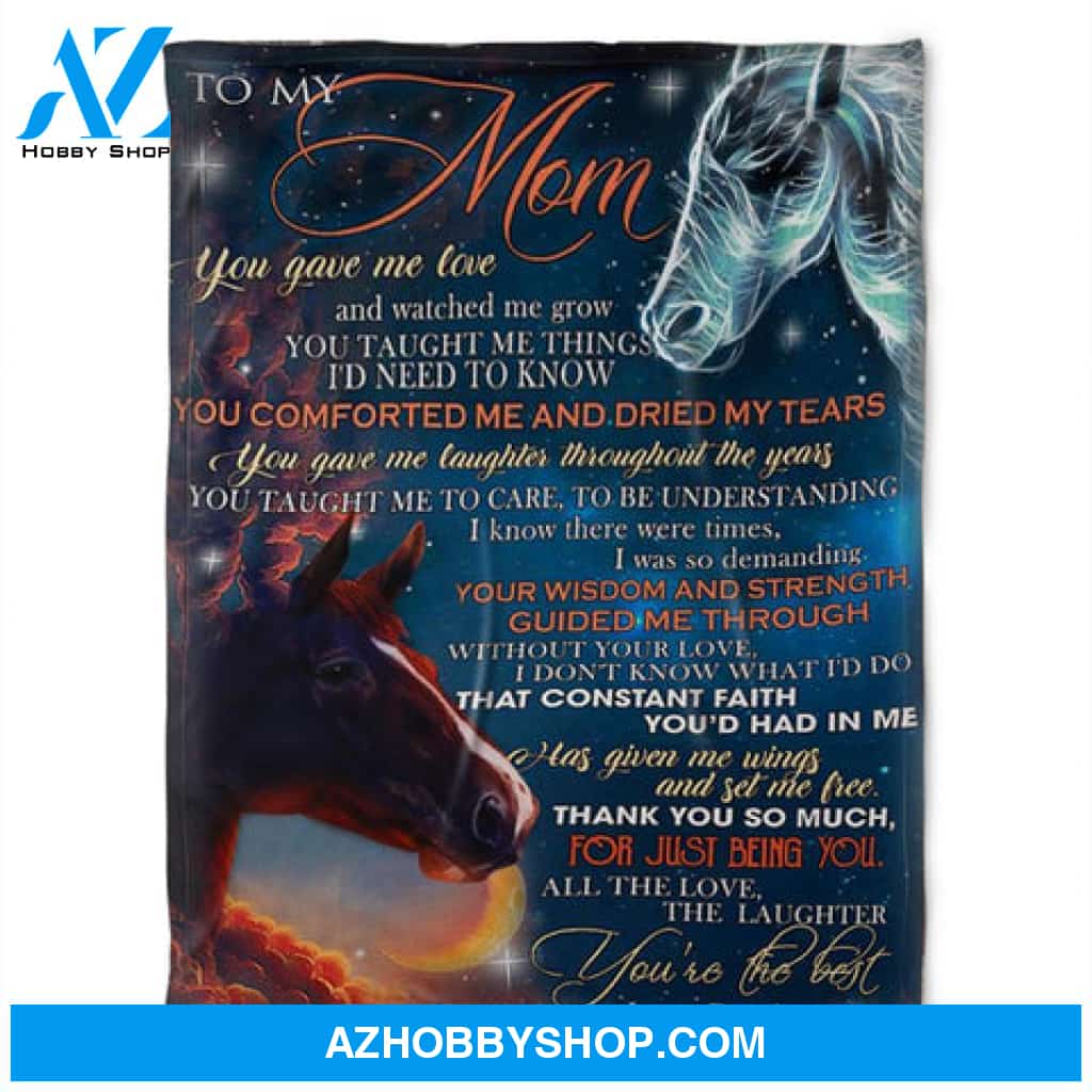To My Mom You Gave Me Love And Watch Me Grow, Beautiful Horses Fleece Blanket 