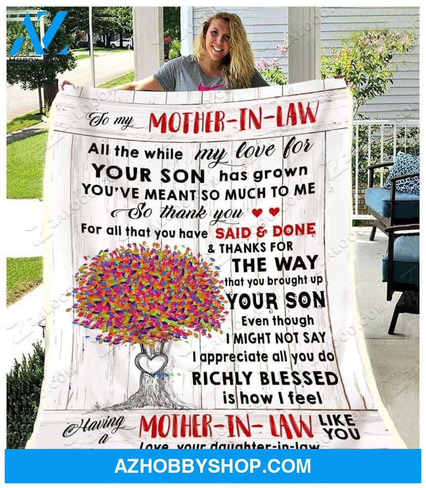To My Mother In Law Fleece Blanket - Gift For Mother In Law | Family Blanket