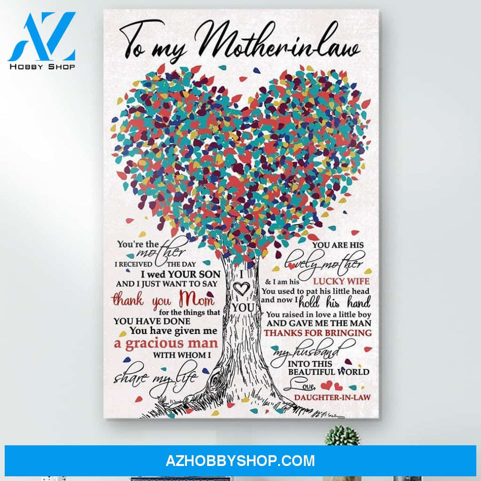 To My Mother-in-law From Daughter-in-law Heart Tree Poster Christmas Gift For Mother-in-law