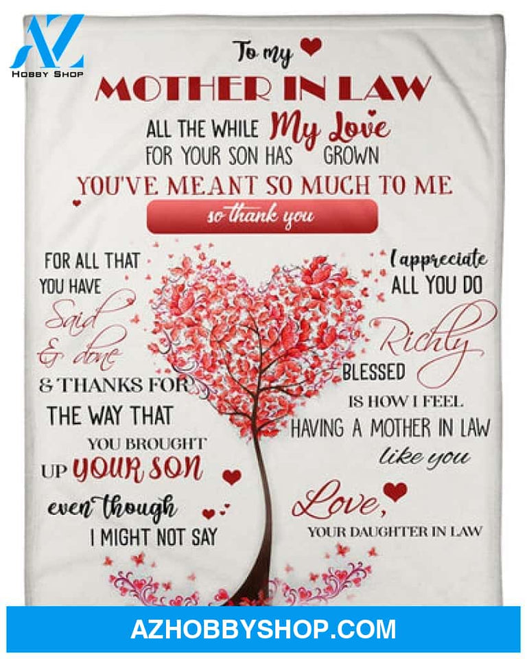 To My Mother In Law Thank You Blanket Gift For Mother In Law From Daughter In Law 