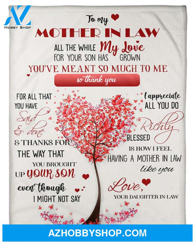 To My Mother In Law Thank You Blanket Gift For Mother In Law From Daughter In Law 