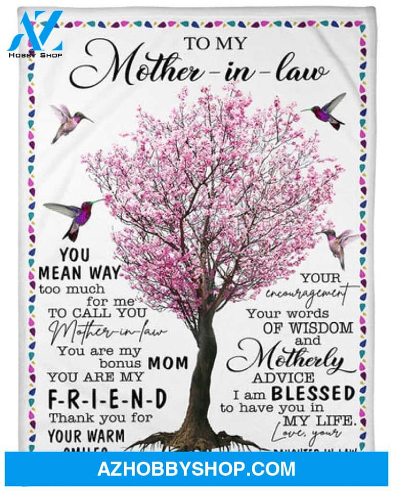 To My Mother-in-law You Are My Friend Hummingbird Blanket Gift For Mom From Daughter-in-law 