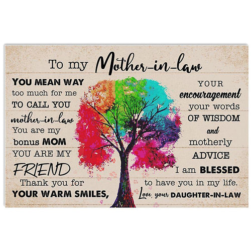 Gift For Mother In Law From Daughter In Law I'm Blessed To Have You In My Life Canvas Wall Art