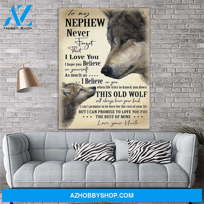 To My Nephew Wolf Canvas Prints Wall Art - Gift For Nephew - Matte Canvas