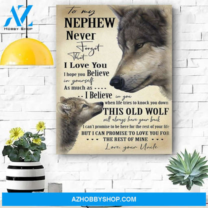 To My Nephew Wolf Canvas Prints Wall Art - Gift For Nephew - Matte Canvas