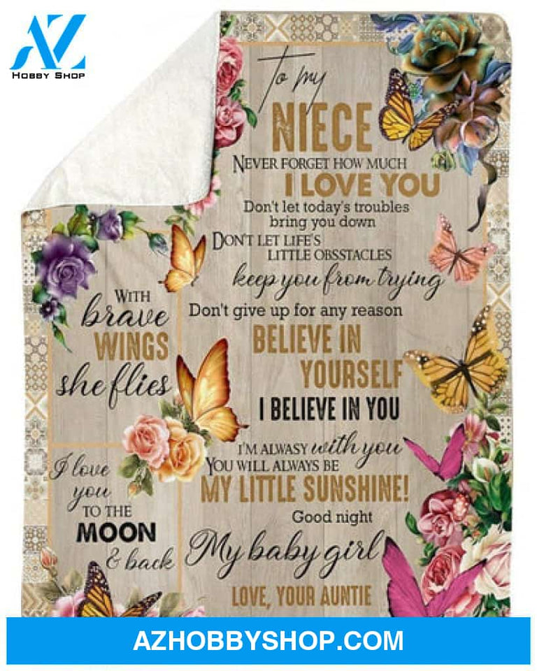 To My Niece Butterfly You'll Always Be My Little Sunshine Blanket Gift From Auntie 