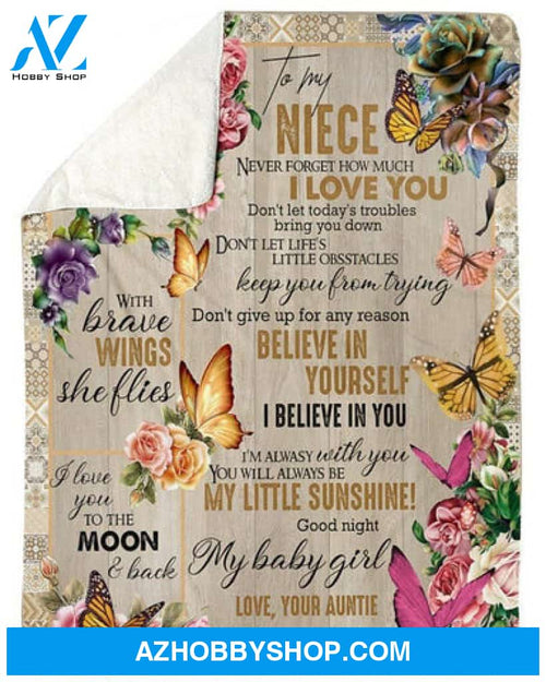 To My Niece Butterfly You'll Always Be My Little Sunshine Blanket Gift From Auntie 