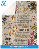 To My Niece Butterfly You'll Always Be My Little Sunshine Blanket Gift From Auntie 