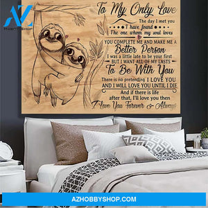 To My Only Love Sloth Canvas Print Wall Art - Matte Canvas