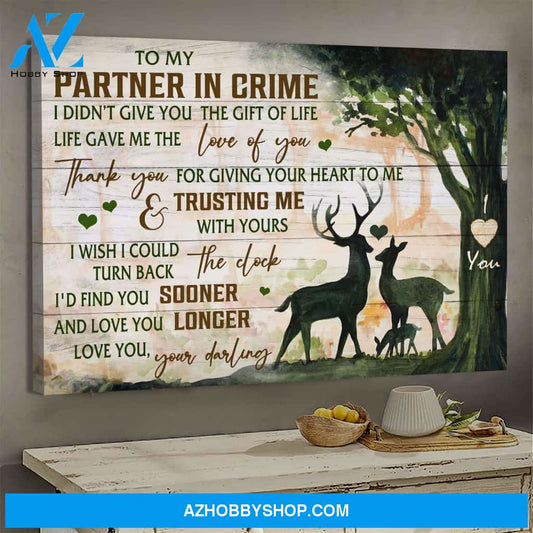 To my partner in crime - Thank you for giving your heart to me Couple Landscape Canvas Prints - Wall Art