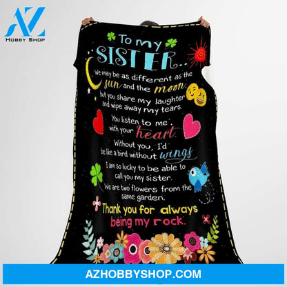 To My Sister Thank You For Always Being My Rock Fleece Blanket Gift For Sisiter