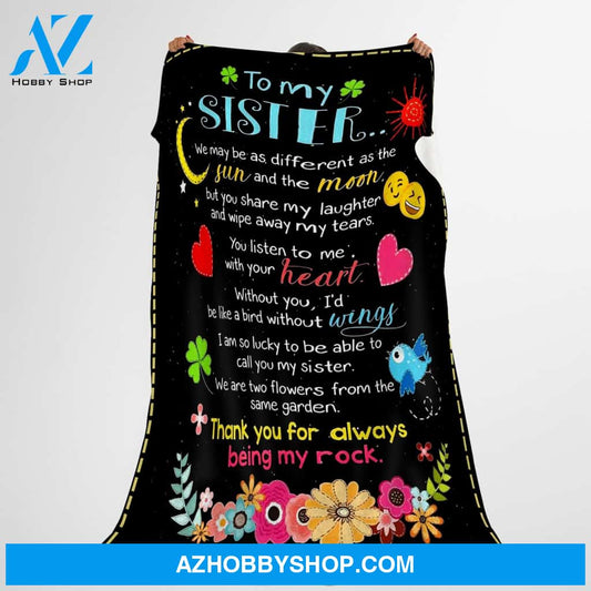 To My Sister Thank You For Always Being My Rock Fleece Blanket Gift For Sisiter