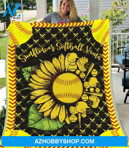 To My Softball Moms Fleece Blanket Sunflower Softball Mama Great Customized Blanket Gift For Mother's Day Birthday Christmas Thanksgiving