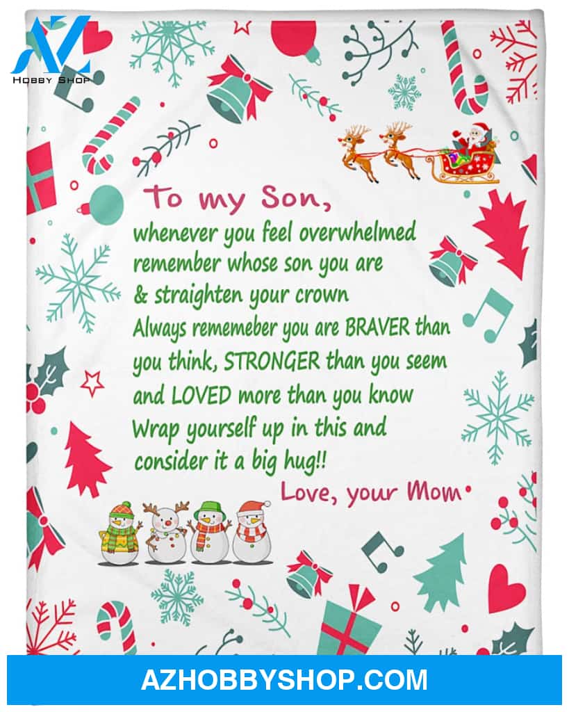 To My Son Consider It A Big Hug Christmas Blanket Gift For Son From Mom Home Decor Bedding Couch Sofa Soft and Comfy Cozy