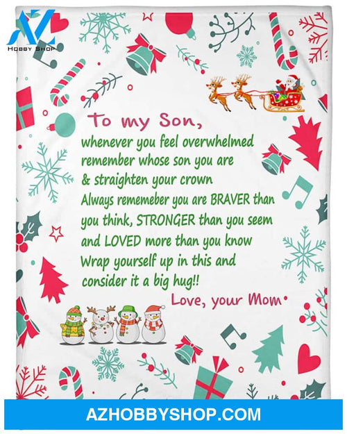 To My Son Consider It A Big Hug Christmas Blanket Gift For Son From Mom Home Decor Bedding Couch Sofa Soft and Comfy Cozy