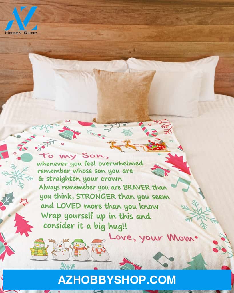 To My Son Consider It A Big Hug Christmas Blanket Gift For Son From Mom Home Decor Bedding Couch Sofa Soft and Comfy Cozy