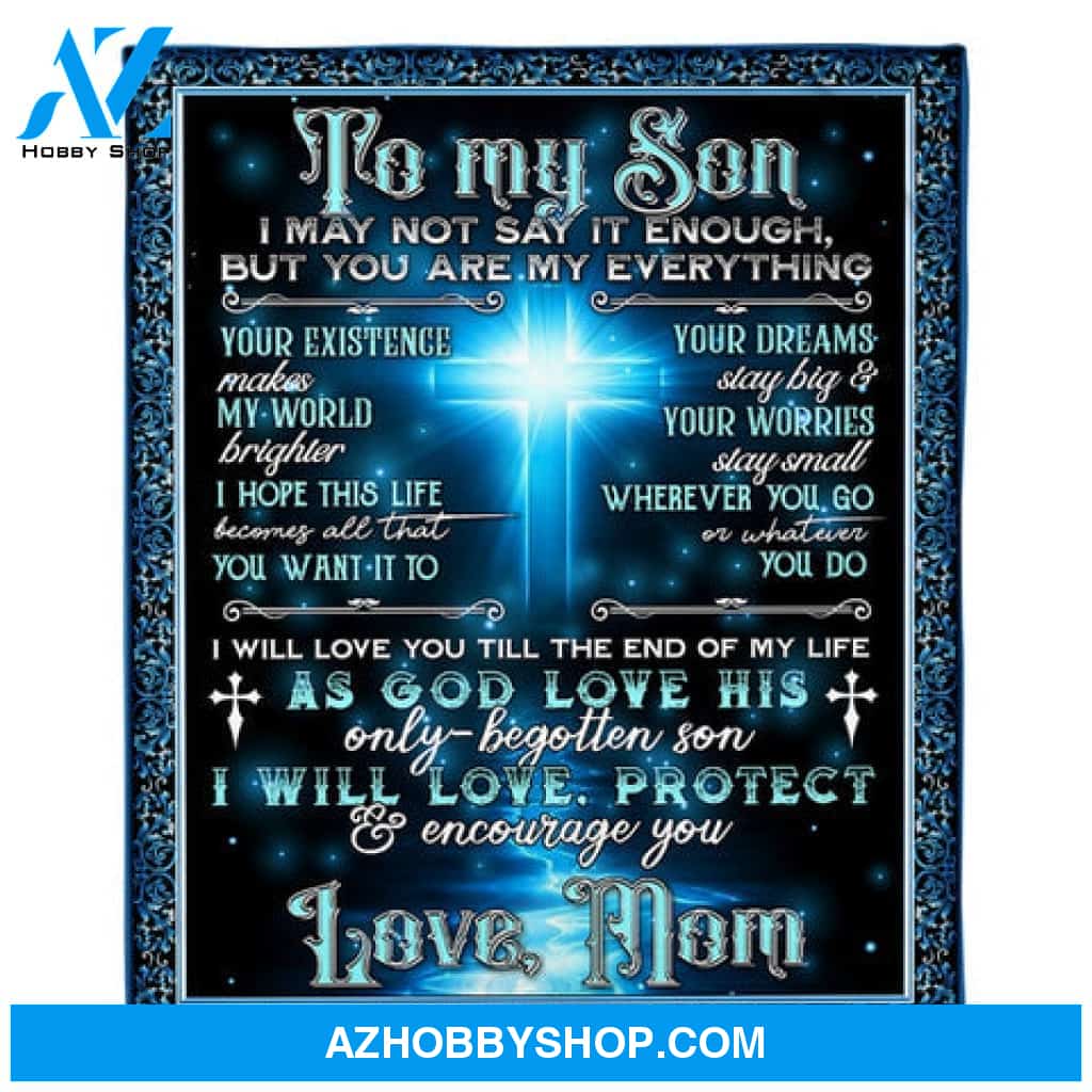 To My Son Cross Mom Fleece Blanket 