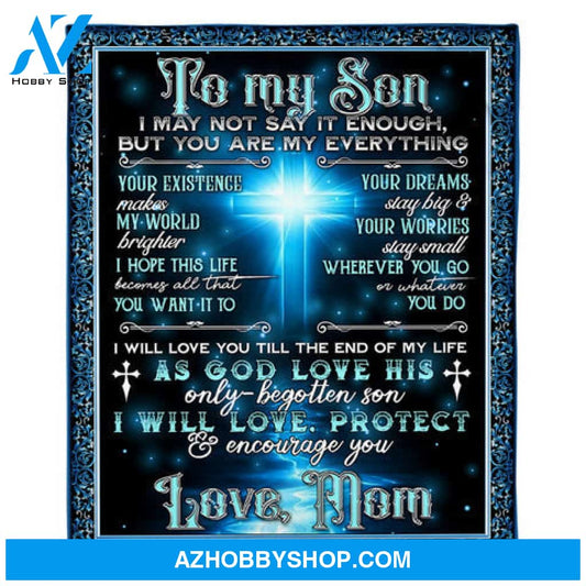 To My Son Cross Mom Fleece Blanket 