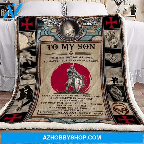 To My Son Fleece Blanket From Warrior Dad - Gift For Son | Family Blanket