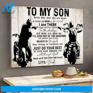 To My Son From Dad Biker Canvas Gift For Son