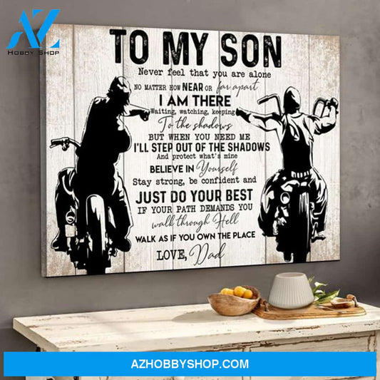 To My Son From Dad Biker Motorcycles Lover Canvas Wall Art, Wall Decor Visual Art Gifts For Son From Dad